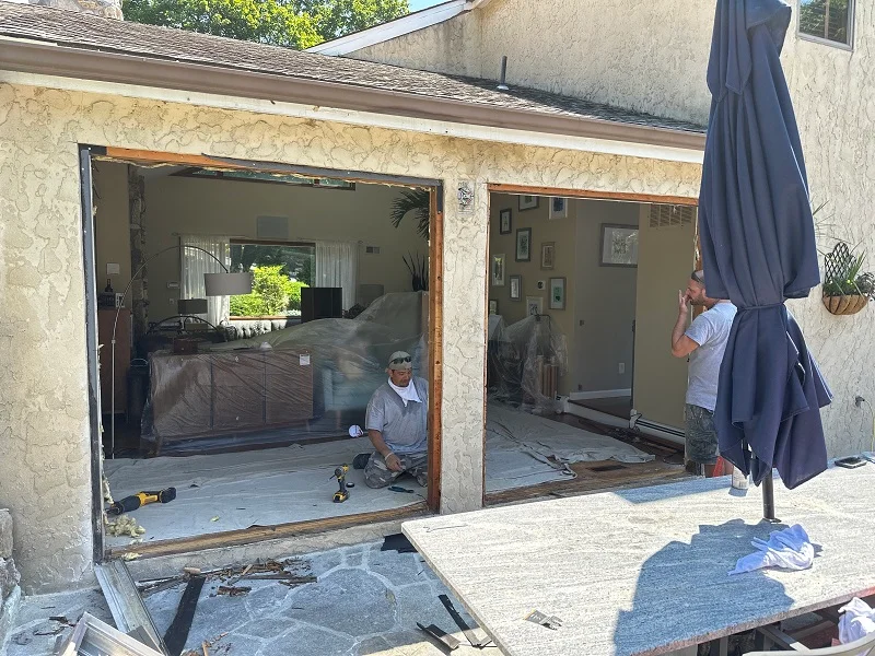 Removal of patio doors in stucco